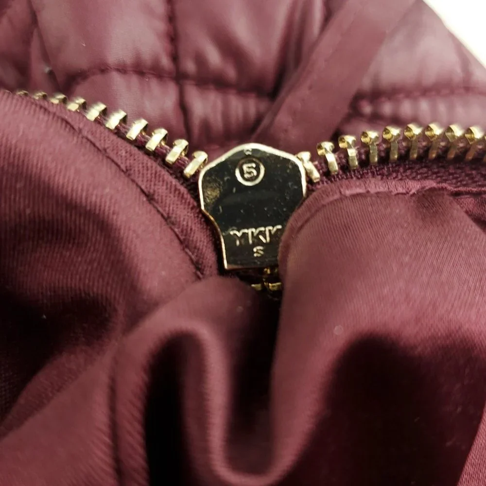 Kate Spade Womens Plum Quilted Classic Clutch Pouch With Gold Hardware